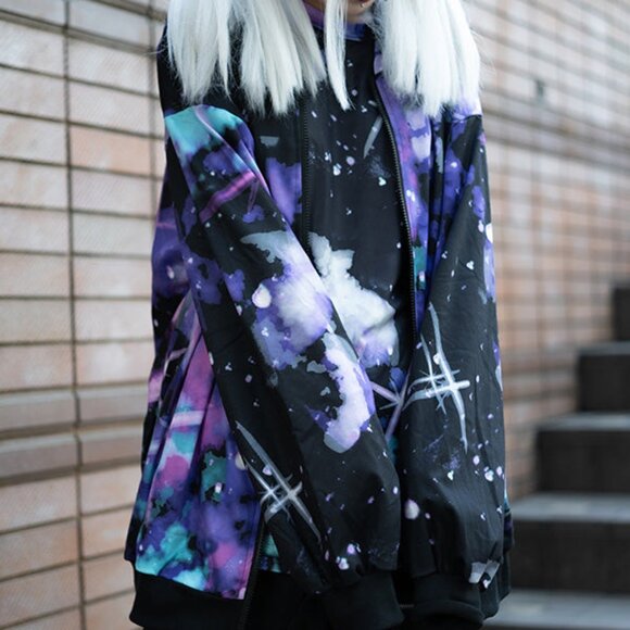 ACDC RAG Cosmic Galaxy Oversized Zip Up Jacket - Picture 3 of 7